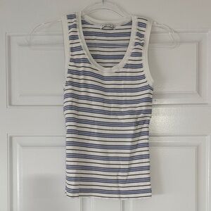 Staccato Blue, Grey and White Striped Tank Top